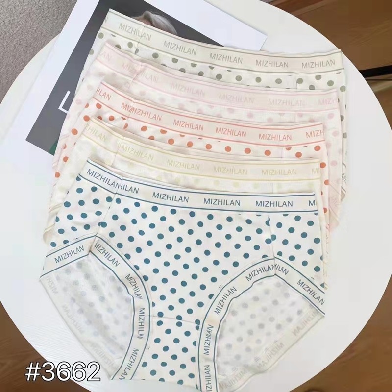 Tiadot 3662 polka dot five-piece boxed trousers mid-waist breathable modal cotton triangle shorts corset underwear - Taobao