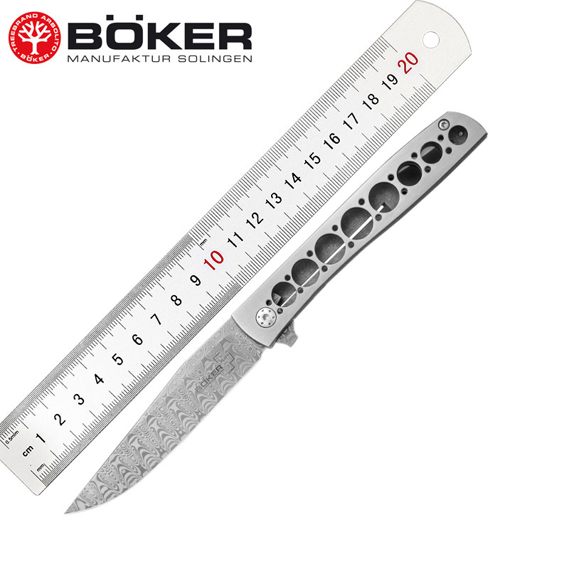 German original imported BOKER Bokery powder Damascus High hardness EDC sharp pocket tool knife