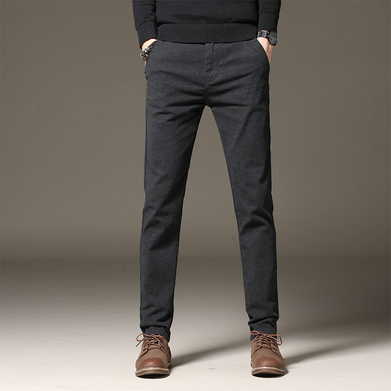 Spring and autumn casual pants men's 2021 new business slim trousers woolen straight tube cigarette tube pants polished men's pants tide Korean version