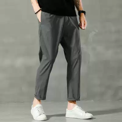 Spring and Autumn thin casual pants men's straight loose Harlan men's pants Rob ankle-length pants men's slim feet