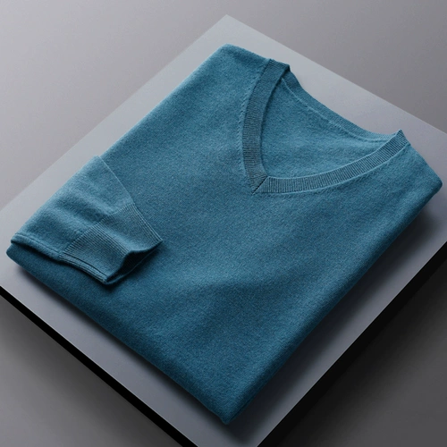 Шерстяной демисезонный свитер, рубашка, приятная телу трикотажная удерживающая тепло футболка, увеличенная толщина, облегающий крой, V-образный вырез