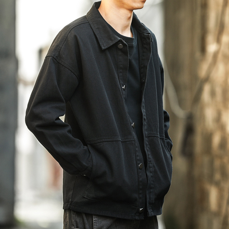 Spring and autumn season new men's overalls jacket men's cardigans Jersey Casual Loose black Short Flap Jacket Man 's