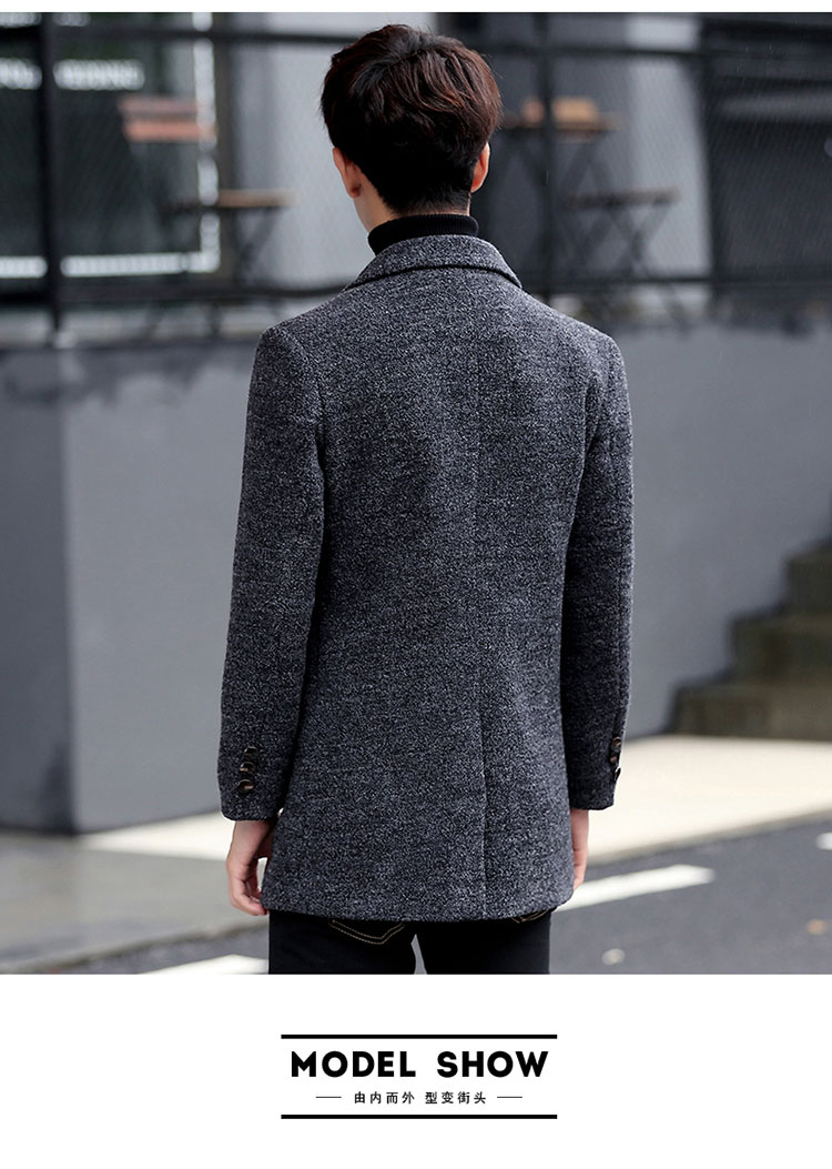 Mùa đông 2018 cộng với áo gió nhung dày cho nam áo len lông cừu trong chiếc áo khoác dài học sinh Hàn Quốc Slim đẹp trai áo gió đẹp