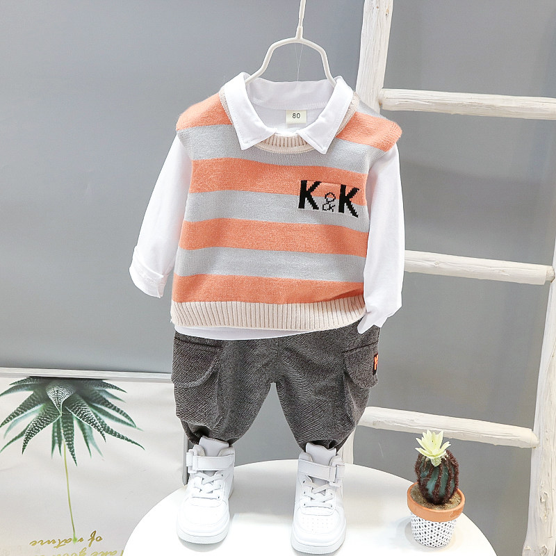 Children's clothing boys autumn suits baby children handsome children autumn 1-2-3-4 years old boy baby spring and autumn three-piece suit