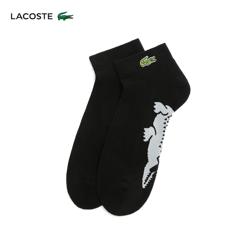 LACOSTE French crocodile men's and women's same style elastic casual comfortable printed cotton short socks, RA4188