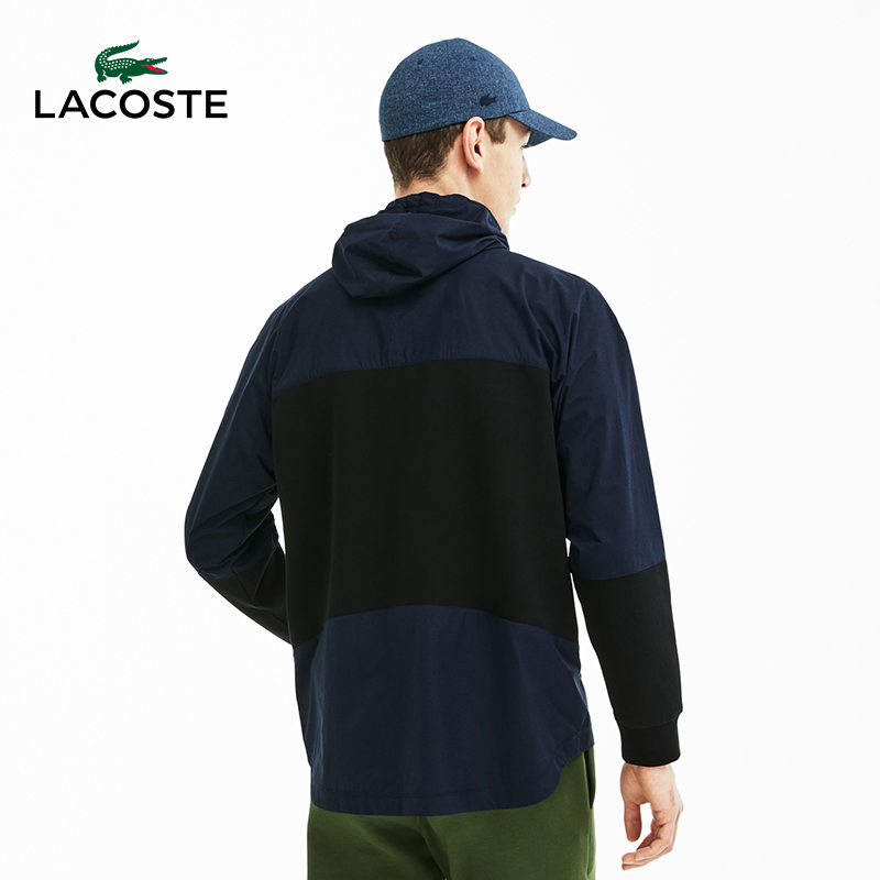 LACOSTE 法国鳄鱼 男式时尚连帽拼接休闲卫衣 SH4298 S码1.9折.87 海淘转运到手约￥538 天猫￥2052