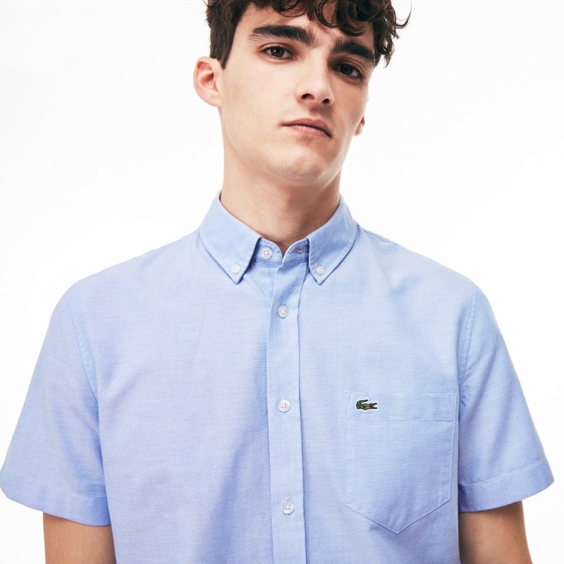 LACOSTE 法国鳄鱼 纯色 男式短袖衬衫 4.9折.99 海淘转运到手约￥311 国内￥654