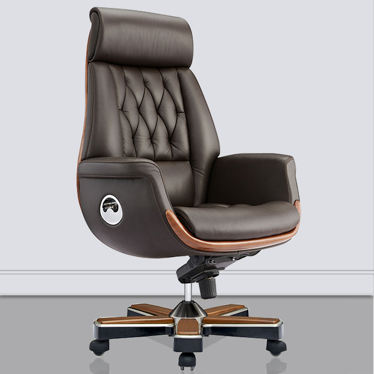 High-end business luxury boss chair genuine leather president office chair fashion large class chair study swivel chair can lie cowhide
