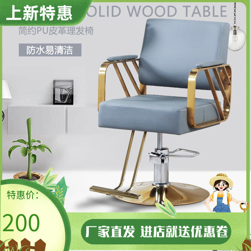 Simple stainless steel chair Hair clipping chair Hair salon special rotating lift hot dye beauty seat