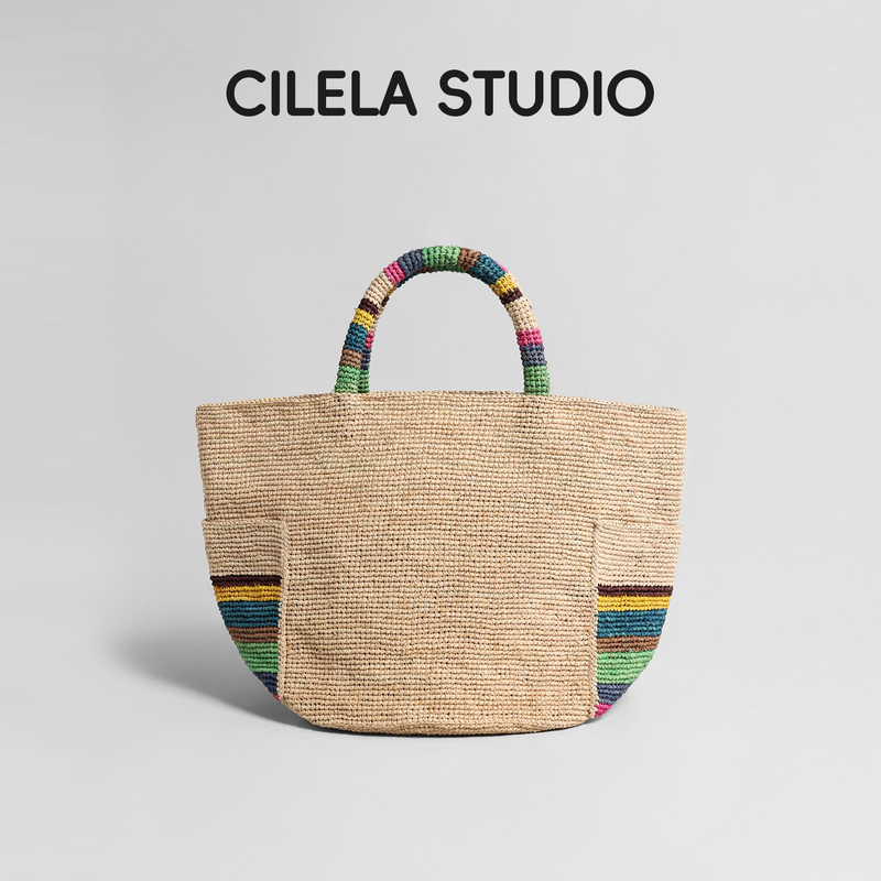 Xilena Natural Raffia Woven Bag, Straw Woven Bag for Women, Summer Large Capacity Tote Bag, Vacation Style Handbag