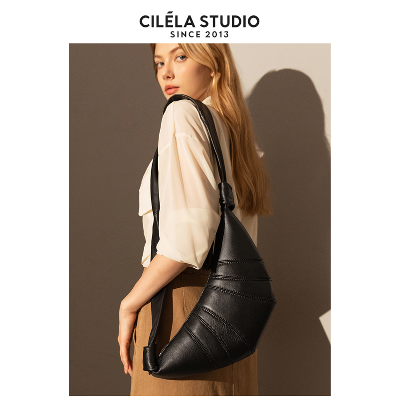 【Matching Style】Sheepskin Croissant Bag, Lazy Style Croissant Bag, Dumpling Bag, Genuine Leather Bag, Single Shoulder Crossbody Bag for Women, Summer