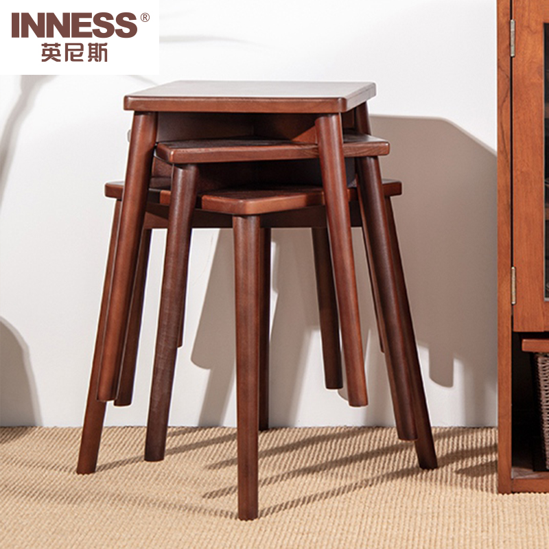 Inness Stool Home Small Stool Bench Fashion Solid Wood Round Bench Beech Wood Creative Little Stool Short Stool Adults