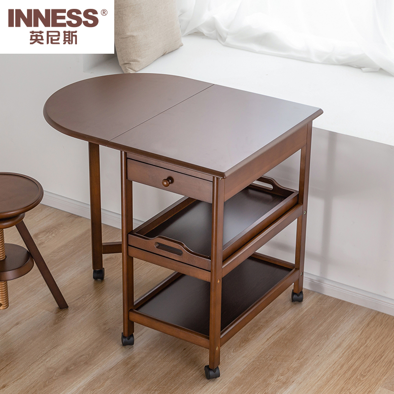 Innes Folding Table Solid Wood Dining Room Table Home Small Family minimalist Multi-functional dining small table combined containing cabinet