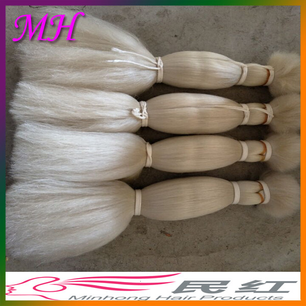 White sky wish tail hair white yak hair cosmetics rhinoceros tail hair real animal hair wig material