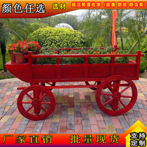 Landscape solid wood flower outdoor anticorrosive wood flower pot mobile flower box Float flower frame garden wooden flower