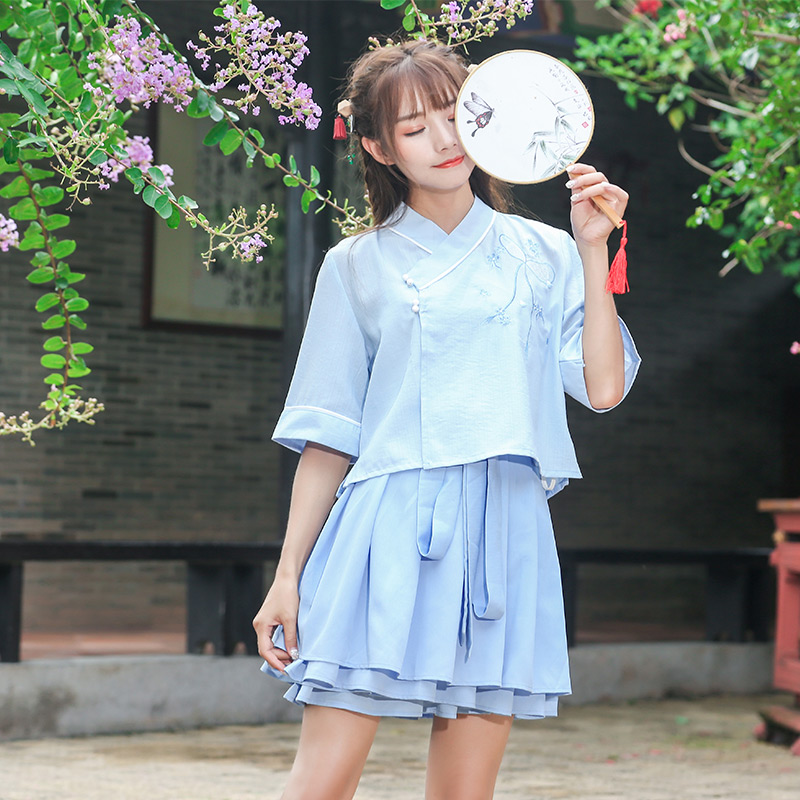 包邮改良汉服复古休闲学生两件套交领绣花短袖上衣马面裙百褶短裙在类目 女装/女士精品, 套装/学生校服/工作制服, 其它套装中 - 来自Buy2taobao.com提供专业的淘宝代购服务