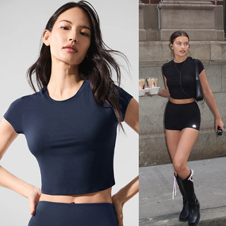 Morningoolala 阿喽 云感健身瑜伽短款跑步运动弹力短袖上衣女