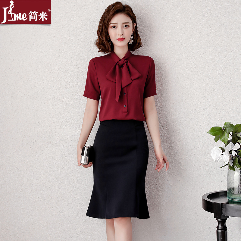 Work Clothes Positive Dress High-end Women's Suit Summer Short Sleeve Shirt Tooling Fashion Temperament Teacher Work Suit Dress