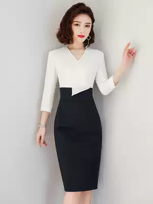 Professional dress women color-dressing dress dress slim workwear spring and summer fashion temperament medium and long version ol commuter overalls