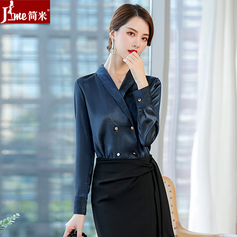 2022 spring new blouses temperament Goddess Van Long sleeves Shirt in fashion Fashion Retro Shirt Work Suit Dress