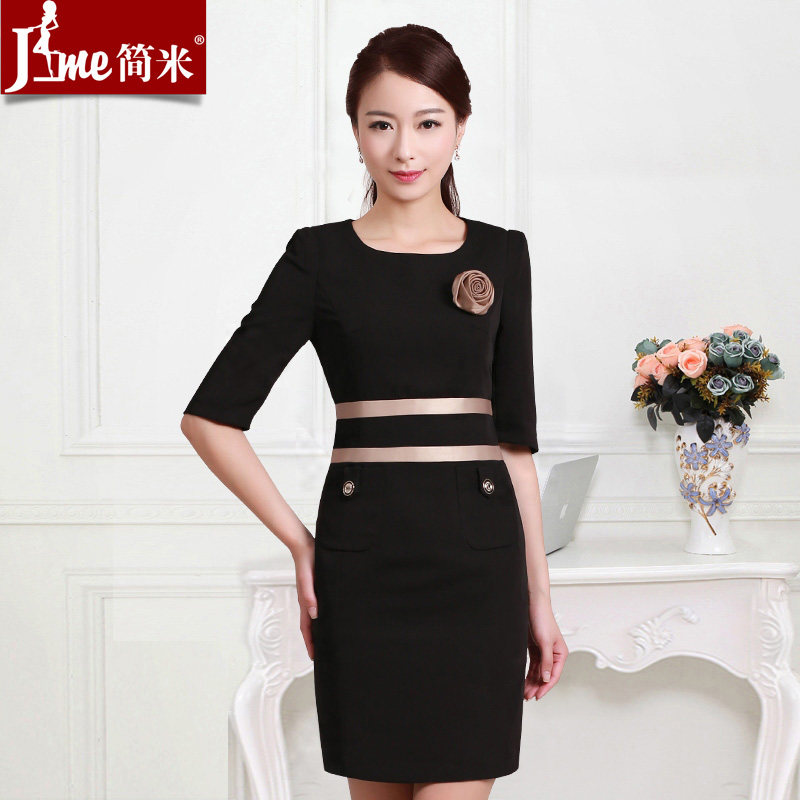 Professional wear women's skirt beautician work clothes OL white-collar suit autumn formal dress high waist professional dress