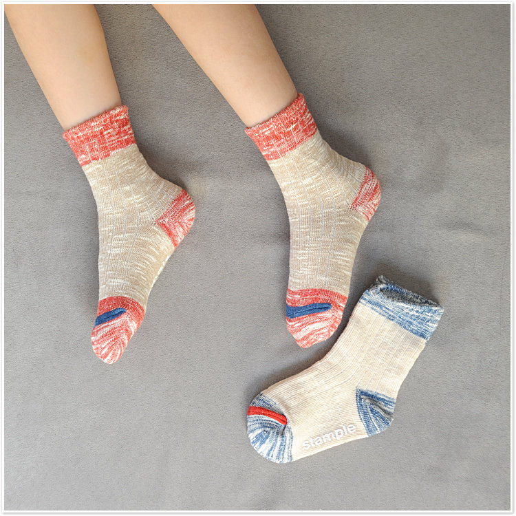 Foreign trade Japanese pure cotton thick line children's socks male and female baby middle and high tube warm dispensing non-slip small medium and big children's socks