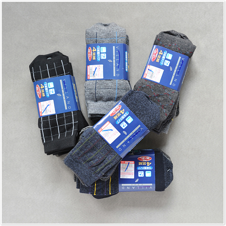 Foreign trade Japan SEK antibacterial and deodorant five-finger socks men's pure cotton mid-high tube plaid business gentleman cotton toe socks