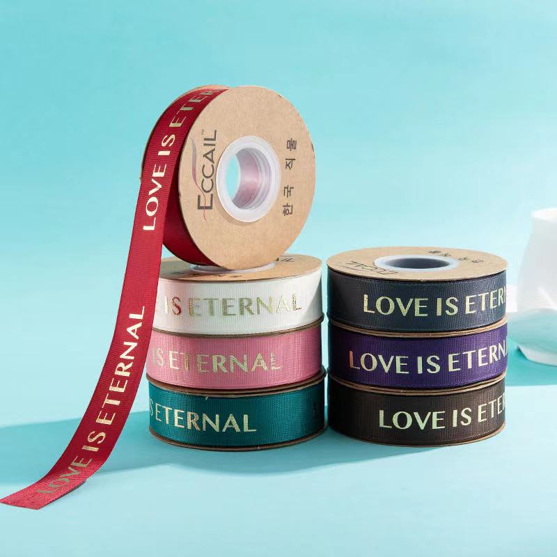 Cake decoration Ribbon Webbing English thread Bronzing ribbon Handmade ribbon Gift box Packaging Bouquet ribbon