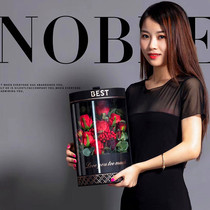 Senna love box Tanabata flowers gift box Round hug bucket pull bucket open window transparent flower box florist packaging materials