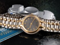 90s inventory new Swiss veteran Luo@Horse gold sapphire mirror womens quartz watch