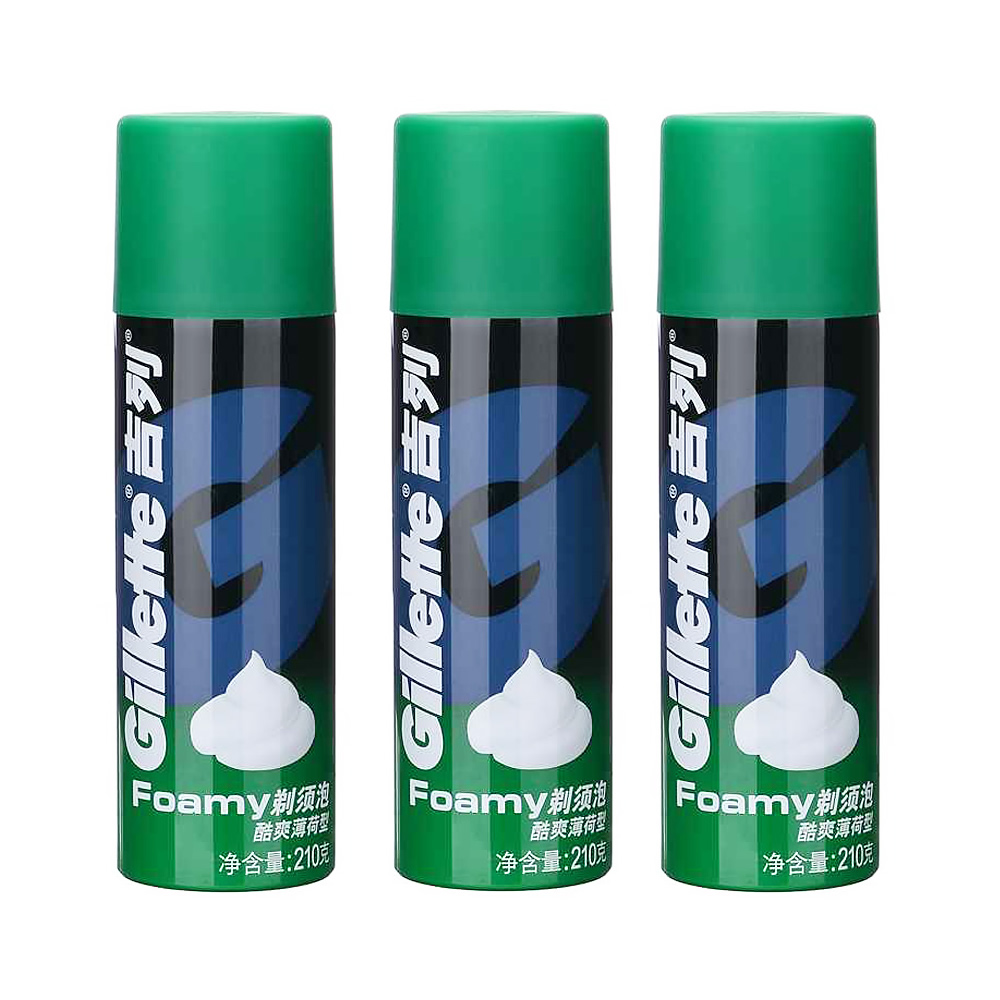 吉列酷爽薄荷剃须泡沫膏210g三瓶装 Foamy shaving cream正品特价