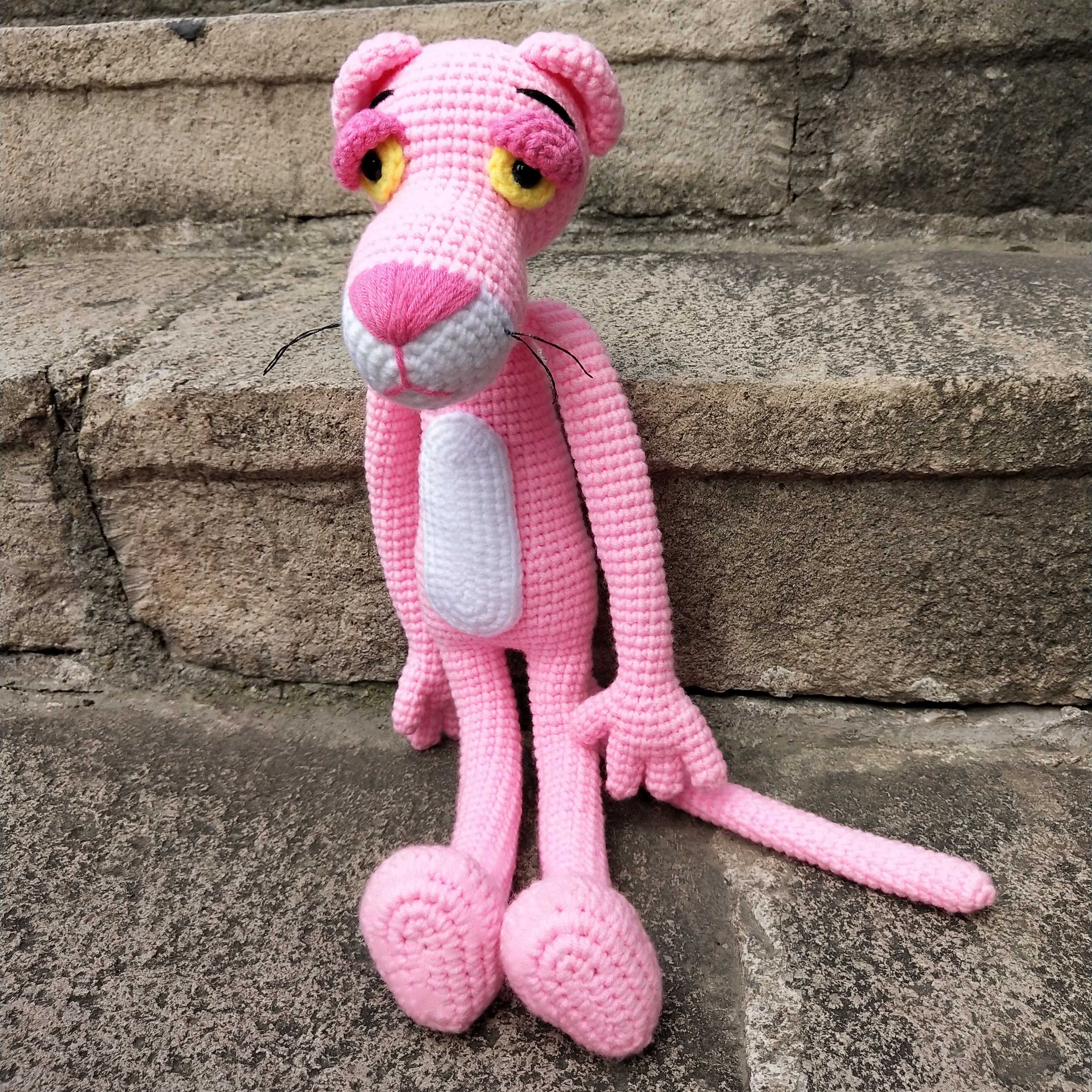 Mango Family Diy Pure Hand Crochet Hook Crochet Powder Red Naughty Leopard Wool wool doll finished product with spot