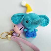 Mango Family Diy Pure Hand Crochet Elephant Small Elephant Pendant Mobile Phone Key Pendant Hair Wire Doll Finished Spot