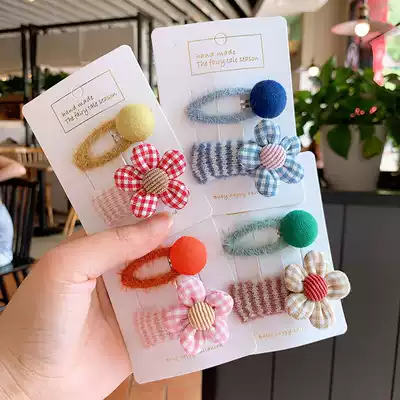 Korean children cute fabric flower hairclip baby plush side clip bbclip girl bangs clip hairclip set