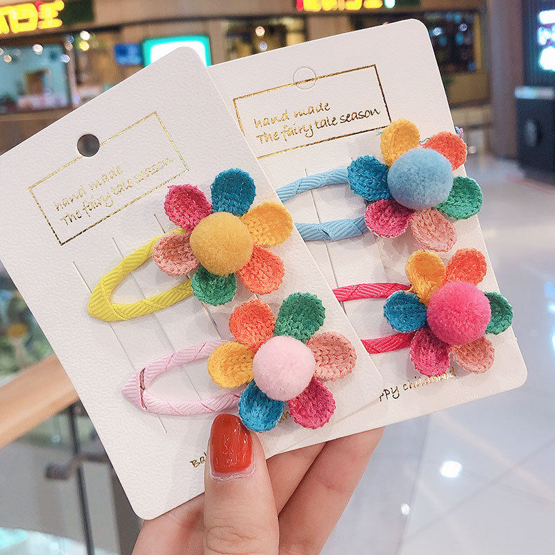 South Korea Children's Seven Colorful Hair Clip Girl Sun Flowers Color BB Clip Not Hurt Hair Clip Hair Clip Clip Head Decorated Hair Clip