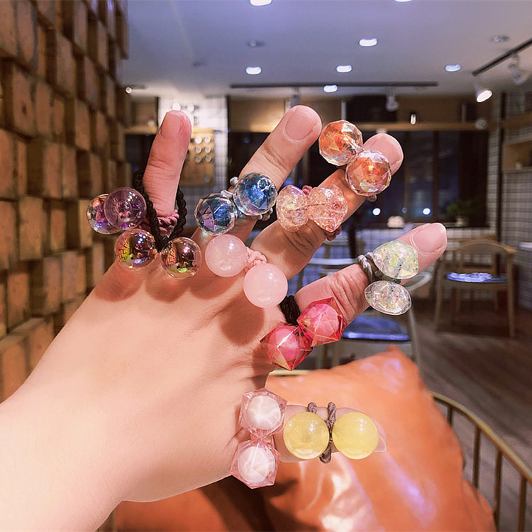 South Korean children's hair accessories Water crystal ball hair ring headgear Bursting Ball balls Hair Balls Hair Circles Mati Hair Circles Girl Leather Fascia