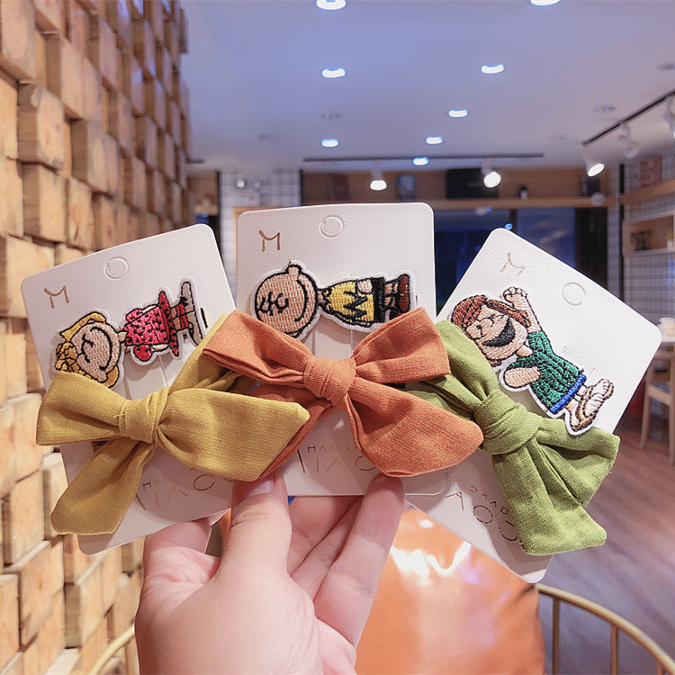 Korean soft girl card combination net red girl hair clip cloth art cartoon bow duckbill clip hair card cute baby