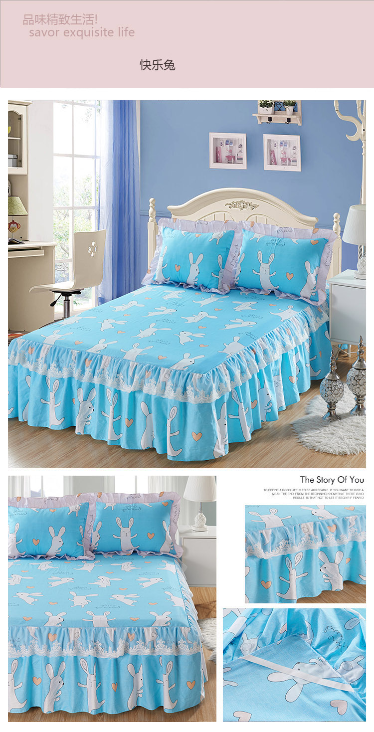 Naruto 2018 mới trải giường ngủ váy cotton đơn mảnh ba mảnh đặt giường bảo vệ chống trượt giường bông đơn giản váy giường