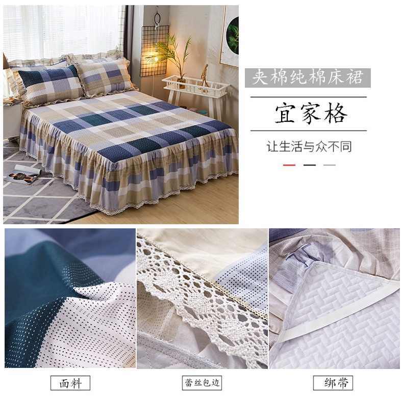 Giường váy cotton khăn trải giường bông một mảnh ba mảnh đôi dày bông nệm bìa tùy chỉnh bảo vệ tay áo 1.8m - Váy Petti