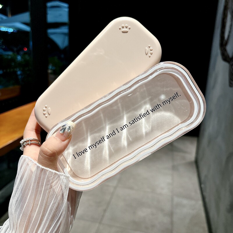Cartoon Transparent Wave-Shaped Glasses Case Wholesale Japanese Style Cute Portable Pressure-Resistant Eyewear Storage Box Myopia Glasses Case Cartoon Transparent Wave-Shaped Glasses Case Wholesale Japanese Style Cute Portable Pressure-Resistant Eyewear Storage Box Myopia Glasses Case