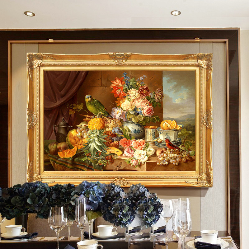 Eurostyle Fruit Quiet Flower Dining Room Background Wall Mural High-end Decoration Painting Aisle Bedroom Hanging Painting Handmade Muscular