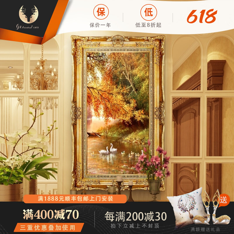 Pure Hand Painted Oil Painting Animal Scenery Corridor Fresco Eurostyle Genguan Wall Room Sofa Background Hung Painting Decoration Painting