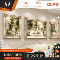 European triple figure combination painting sofa background decoration painting living room hanging painting high-end light luxury atmospheric finished oil painting