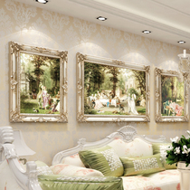 European triple figure combination painting sofa background decoration painting living room hanging painting high-end light luxury atmospheric finished oil painting