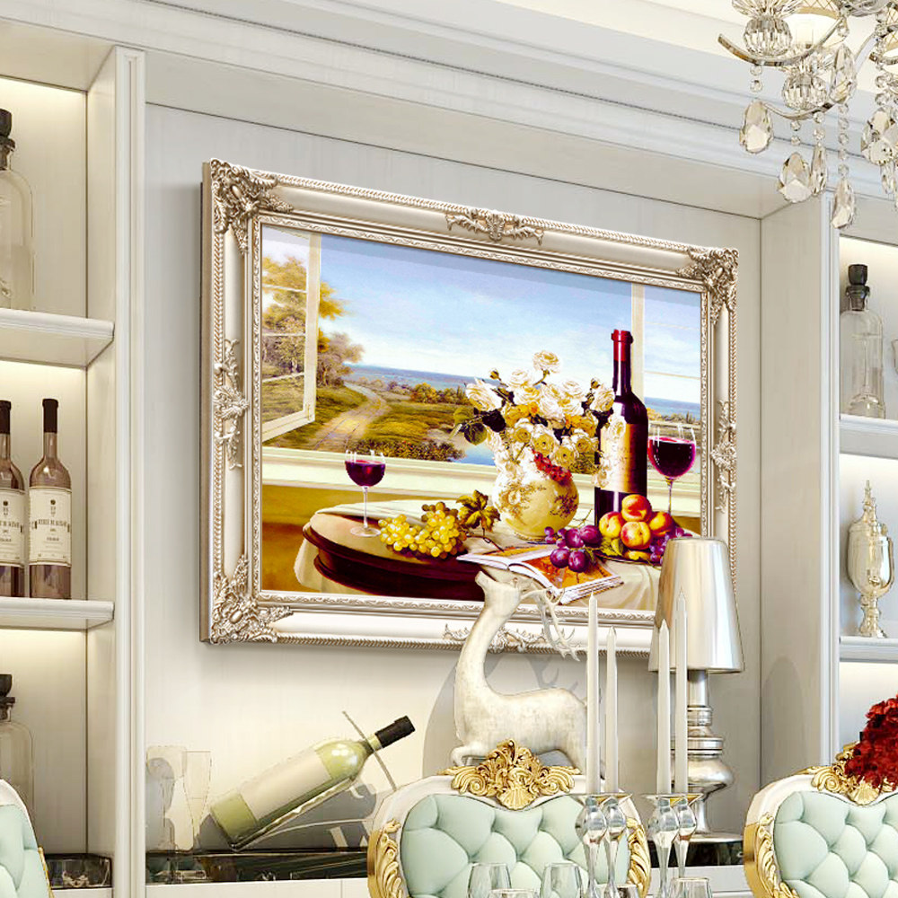 Restaurant decoration painting red wine fruit hanging painting American restaurant flower oil painting modern Jane European wall still life mural