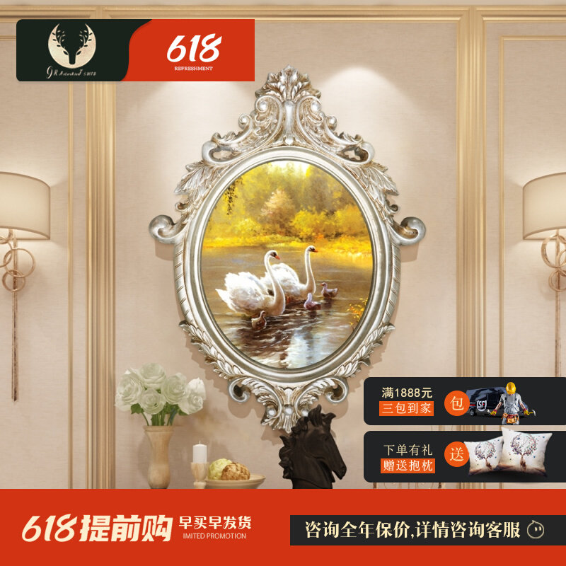 Genguan Decoration Painting Scenery Animal Swan Minimu Oil Painting American Hung Painting Corridor Dining Hall Ostyle Upscale Murals