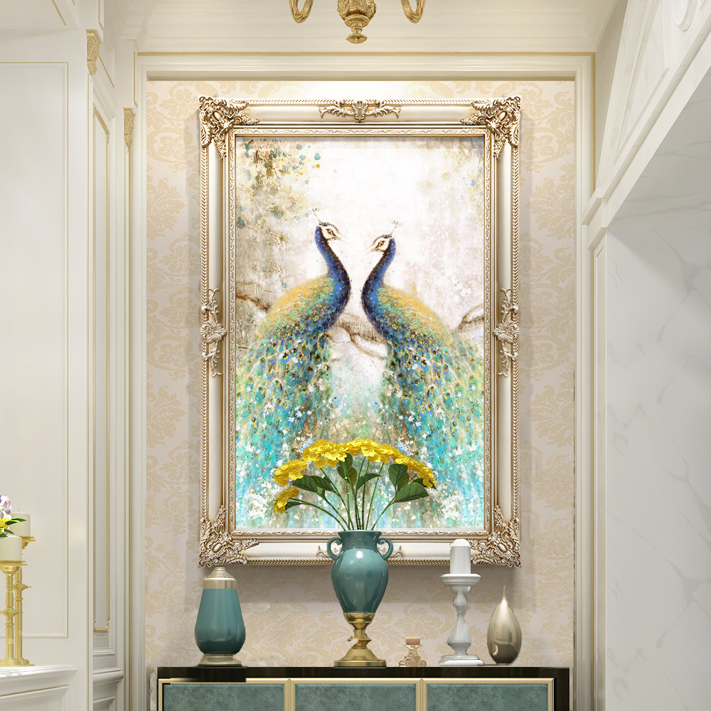 Thanks Loo Style Oil Painting in the Outdoor Guan Decoration Painting Brief Eu Corridor Dining Hall Dining Hall Dining Hall Painting Peacock Oil Painting