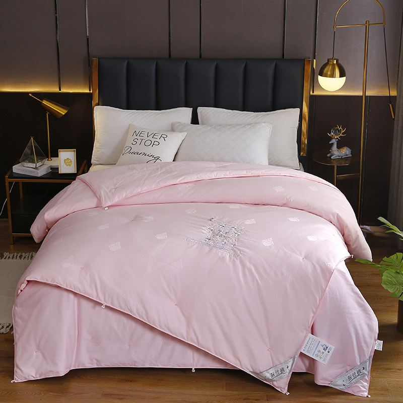 100 mulberry silk t quilt cotton embroidery two-in-one mother quilt twins are air-conditioned thickened pink wedding winter quilt