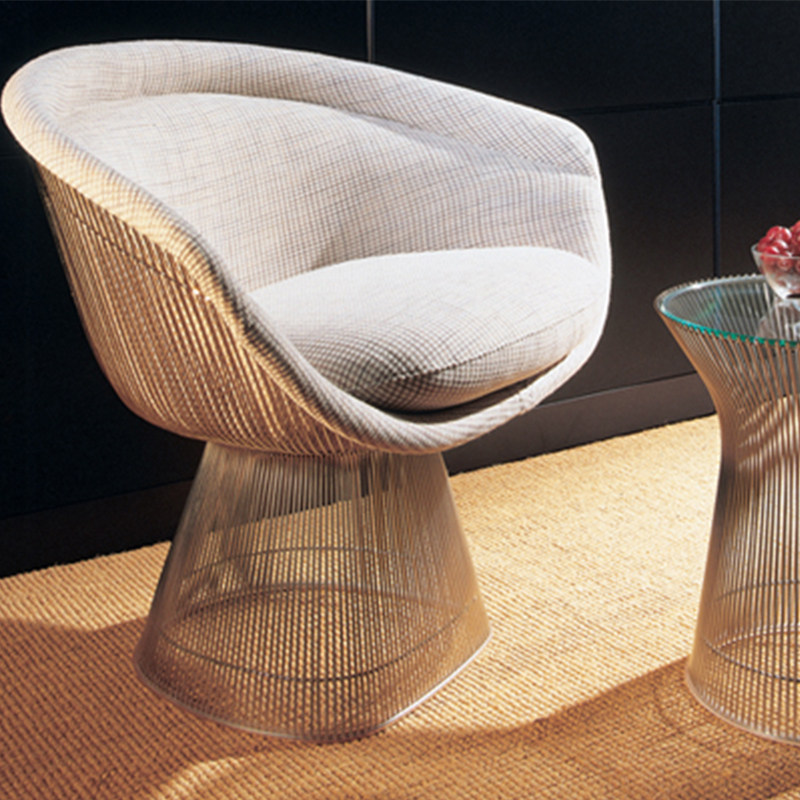 Nordic modern light luxury metal line base backrest all-inclusive leisure chair steel wire wrought iron stainless steel Pratt chair