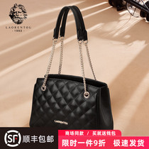 Old mans head leather womens bag 2021 new trendy fashion all-match chain shoulder bag bag large capacity lingge armpit bag